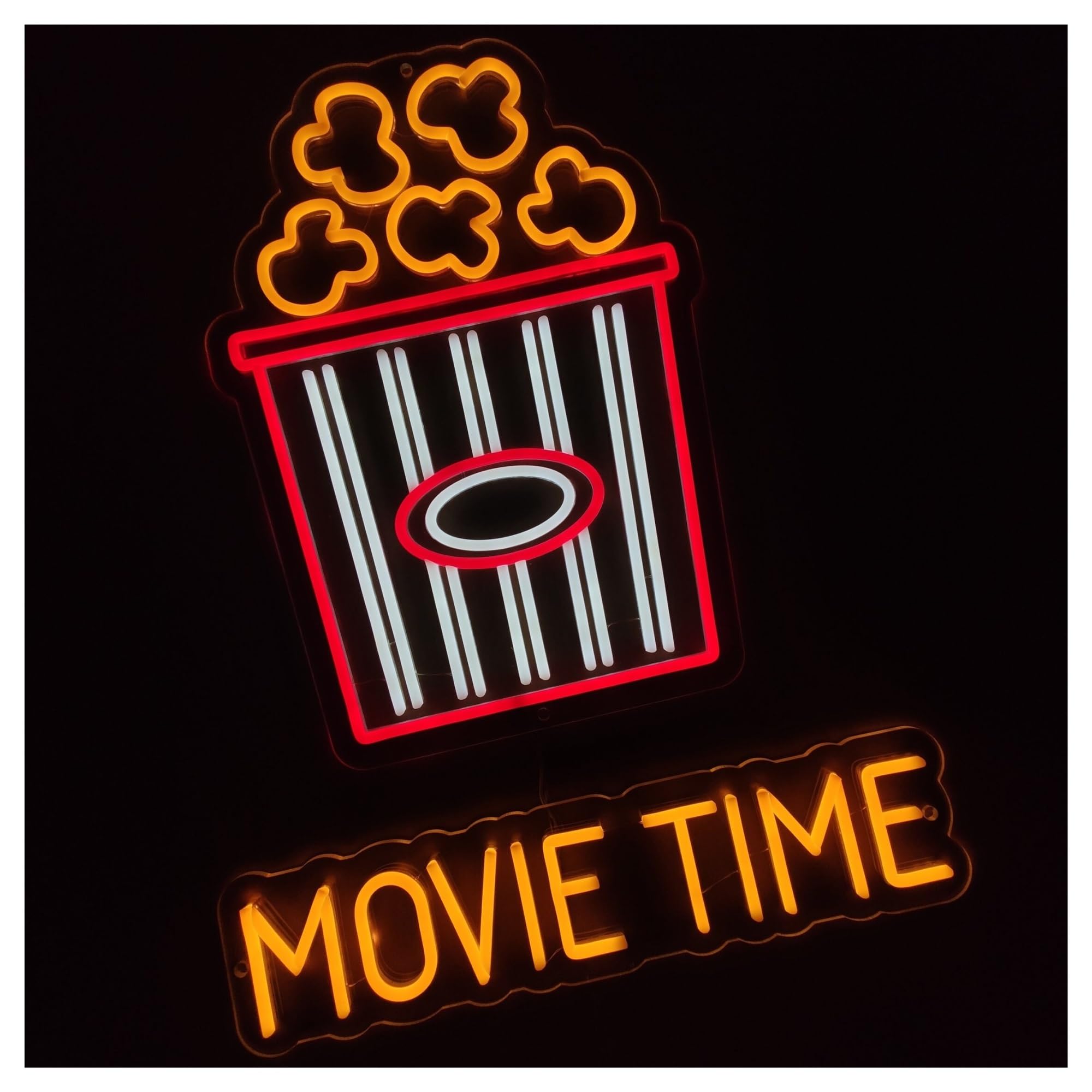 Luci al Neon Da Parete Insegna Al Neon Per Popcorn, Luci Per L'ora Del Cinema, Adatta Per Decorazioni Da Parete Per, Secchiello Per Con Luce A 51cm(B)
