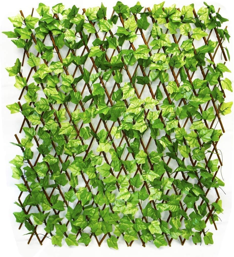 LINGWEI Wooden Fence With Artificial Leaves Bamboo Fencing Garden Decorative Item 175x119cm Green
