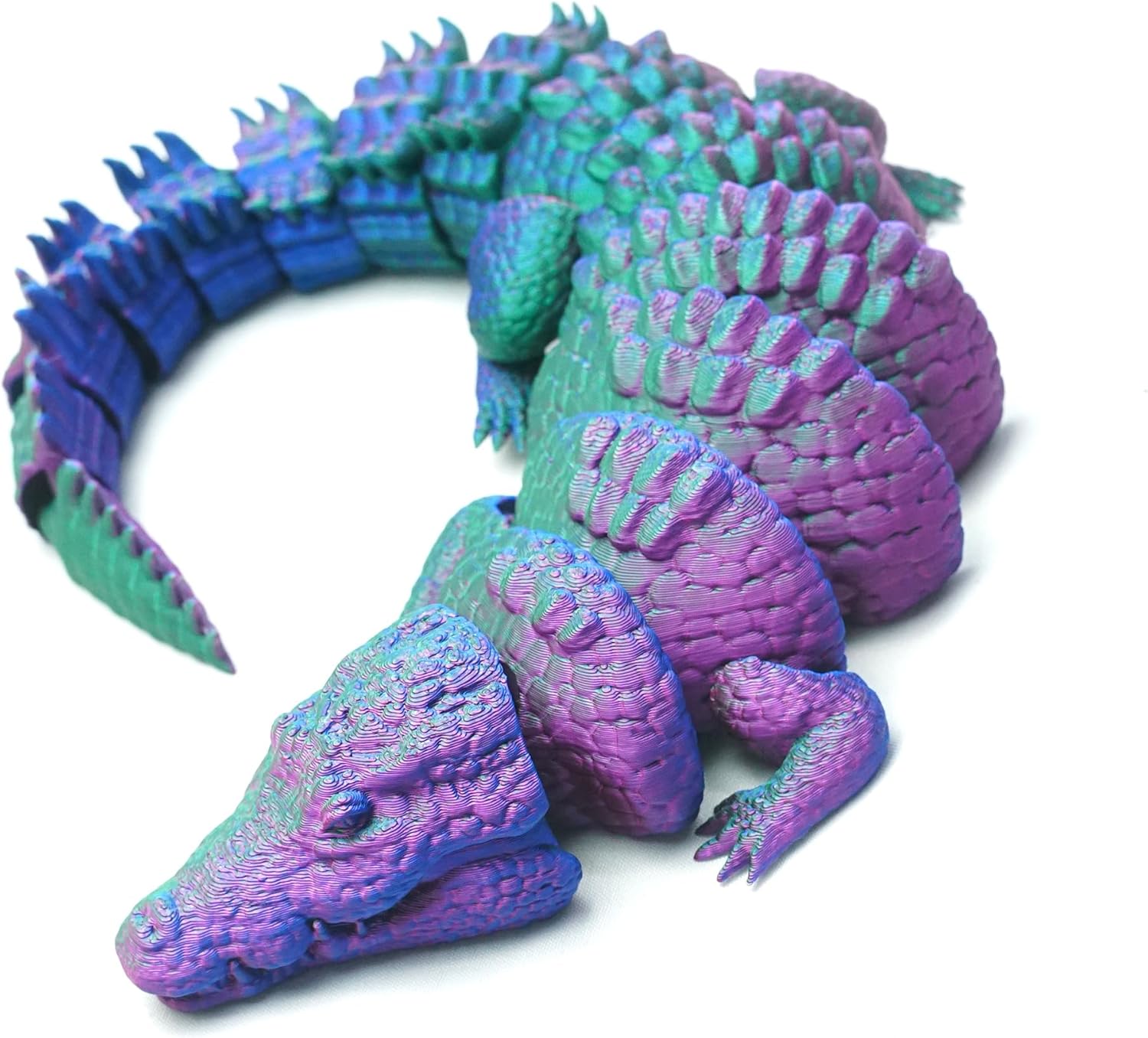 3D Printed Crocodile,Movable Mouth,Flexible Joint Animal lacertid Figurines, Home Office Decor,Articulated Fidget Toy for Adults Teens Surprise Festival Gifts (RGB)