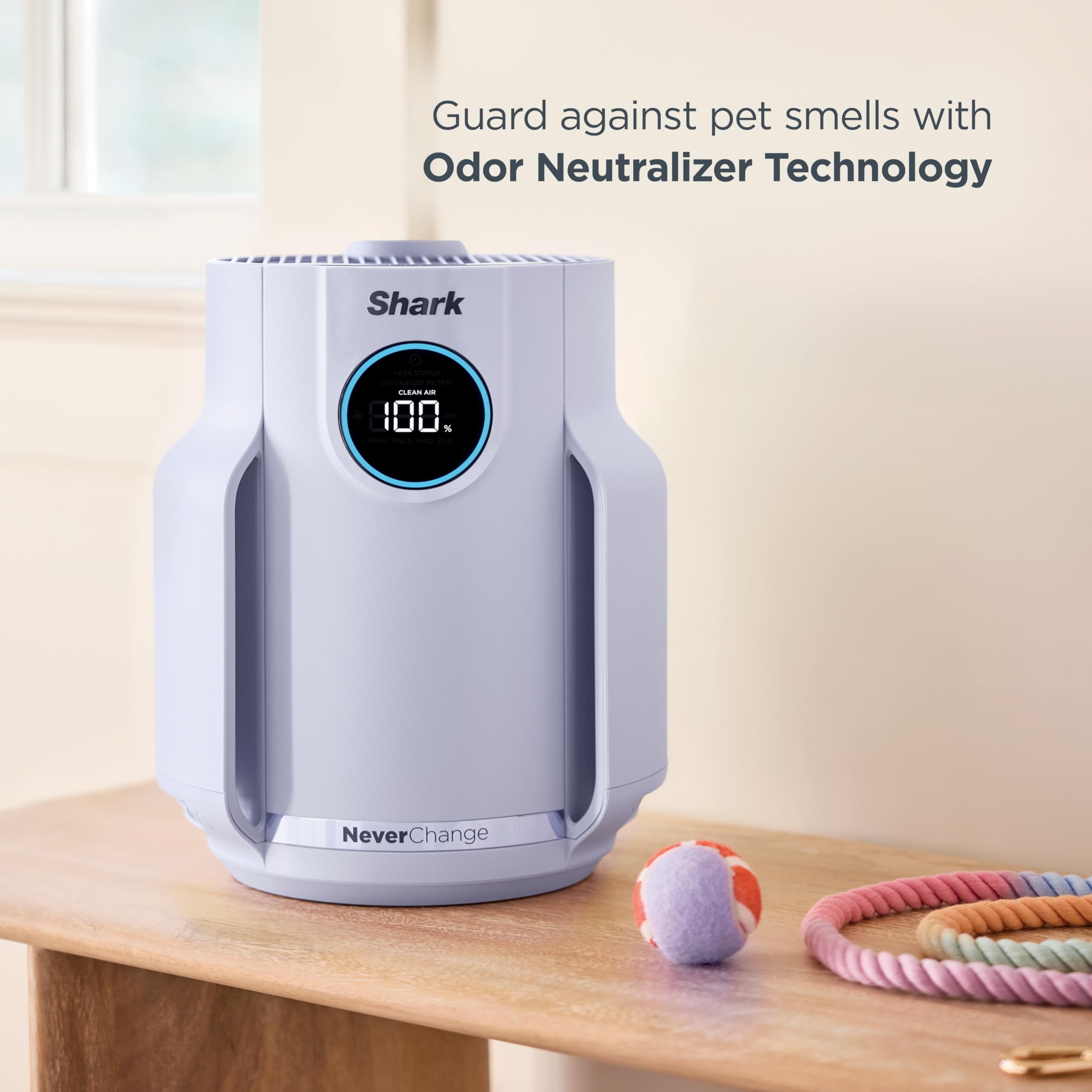 Shark Air Purifier for Home, NeverChange Compact Pro, for Bedroom, Nursery, Home Office, Dorm, HEPA-Exceeding Filter, Captures Pollutants, Pet Dander, Dust, Odor, Smoke, and More, HP072GN, Honeydew: Lilac (250 sq. ft)