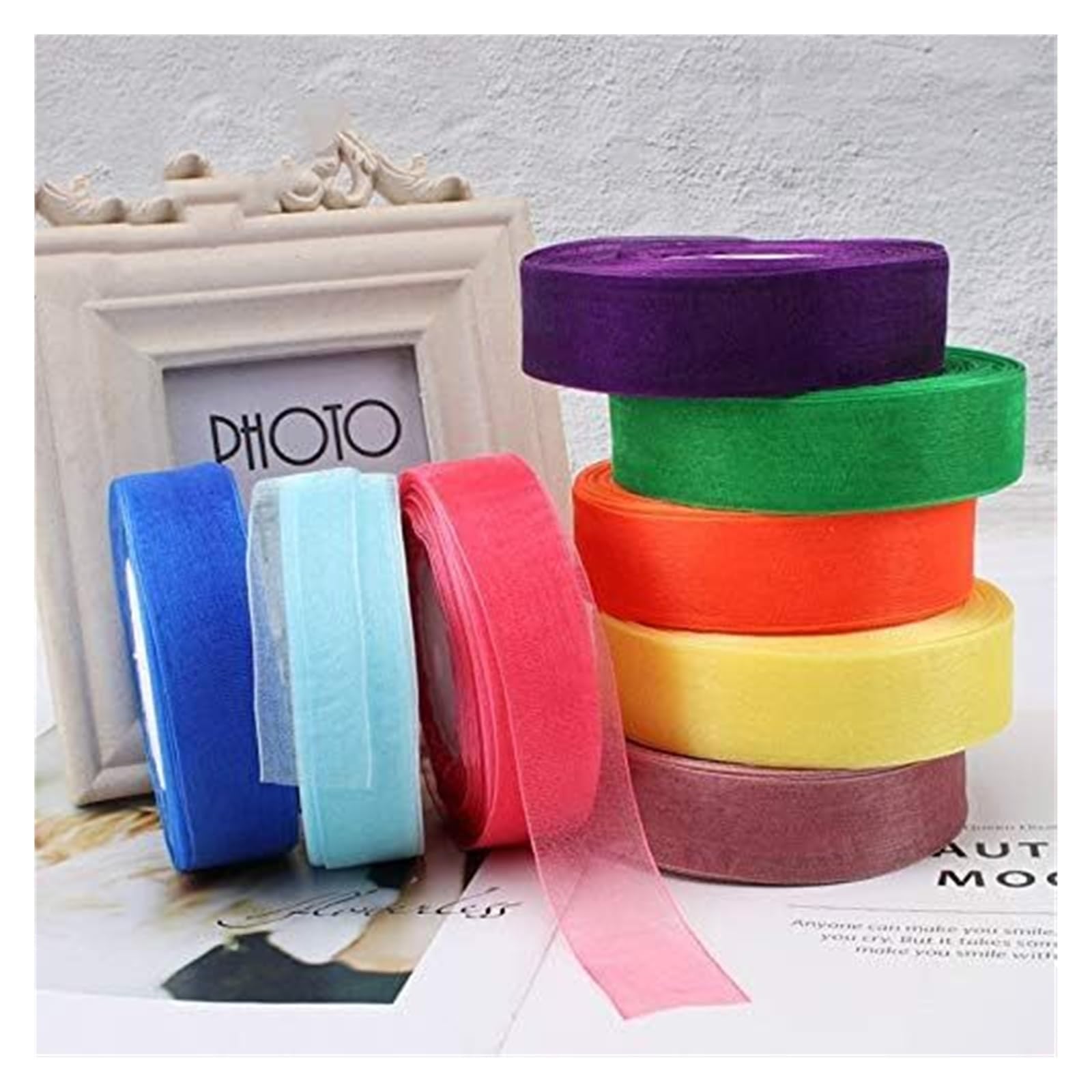 rolki wstążek z organzy, Wstążka do pakowania prezentów z organzy wielokolorowa 12-50 mm 50 jardów(Black,15MM)
