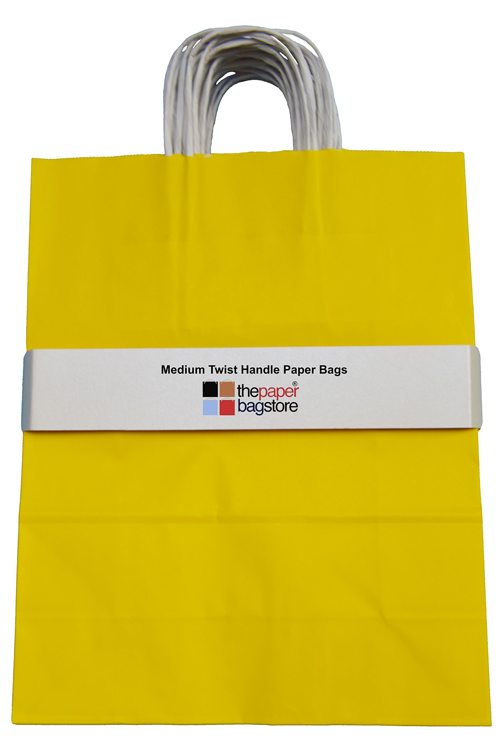 Thepaperbagstore 20 Yellow Medium Paper Bags with Handles, 25x11x31cm, Colourful Gift Bags for Adults and Kids - Image 3