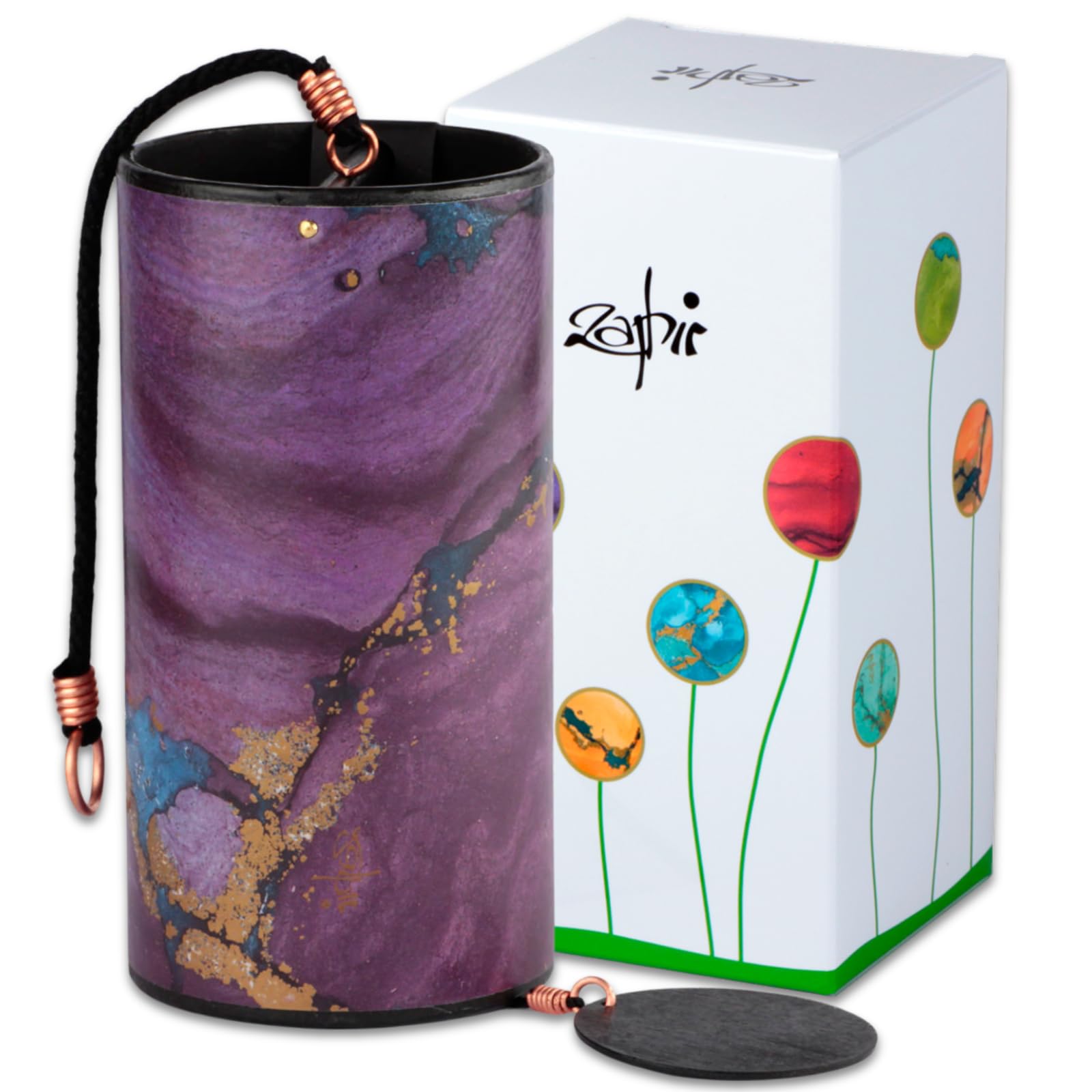 Zaphir Klangspiel Sufi mit Geschenkverpackung | Windspiel Geschenk - Chimes für Yoga, Kinder und Meditation in Lila