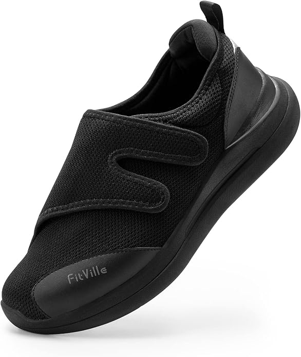 FitVille Extra Wide Fit Diabetic Shoes for Men Easy Close Orthopedic