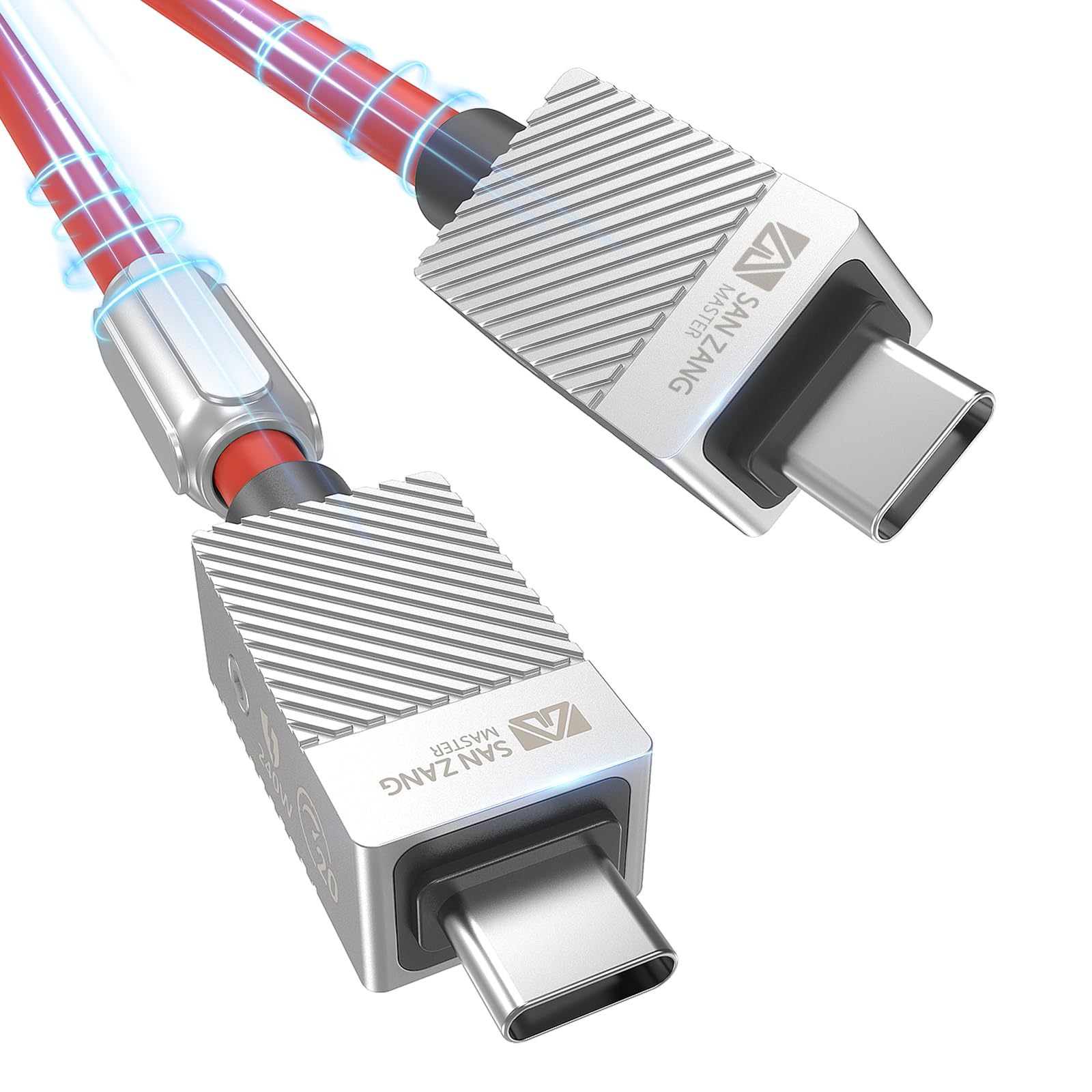 Cavo da USB C a USB C da 240W per cavo USB 3.2 Gen 2 compatibile con Thunderbolt 2, E-Marker da 240W, cavo DisplayPort 4k60hz, cavo di trasferimento dati a ricarica rapida da 20 Gbps 0,5 m, rosso