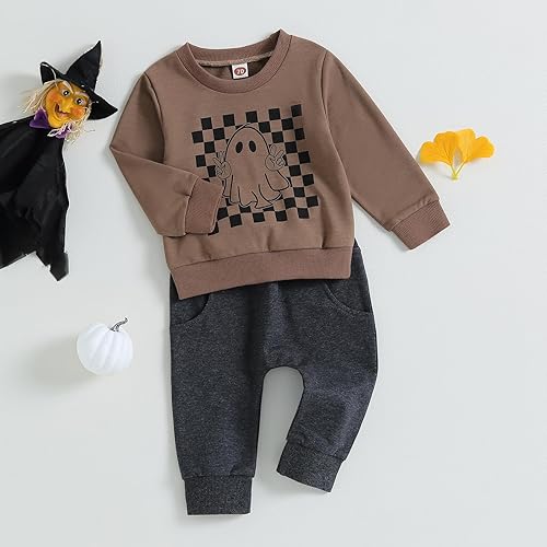 Miniatura 3 de Karwuiio Conjunto de disfraz de Halloween para bebé, sudadera de manga larga y pantalones para otoño