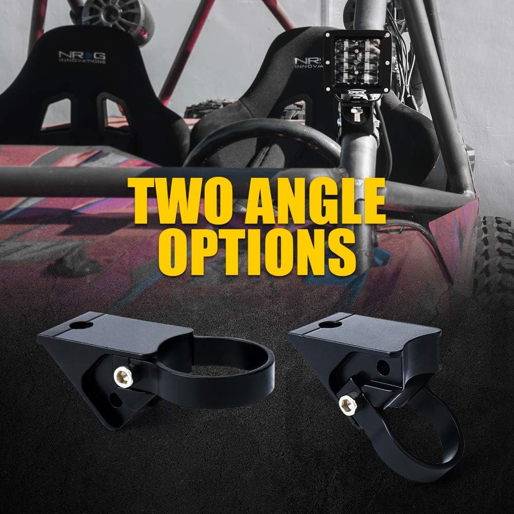 Xprite 1.75 Inch Roll Bar Mounting Brackets, Universal Adjustable LED Light Bar Brackets, Roll Cage & Bull Clip Holder for UTV ATV Can Am Maverick X3 Polaris RZR XP Side by Side and More Models