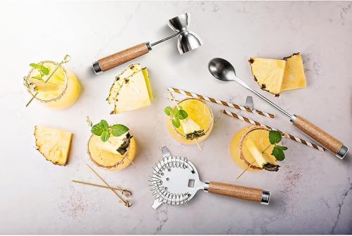 Miniatura 4 de Outset Kit de herramientas de barra de acero inoxidable, juego de 4 colador, cuchara agitadora, jigger y abridor de botellas