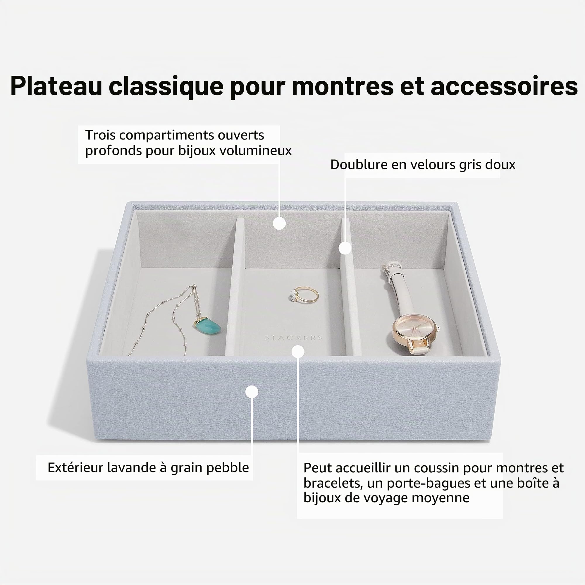 Stackers Boîte à Bijoux Classique Lavande Taille Moyenne - Lot de 3