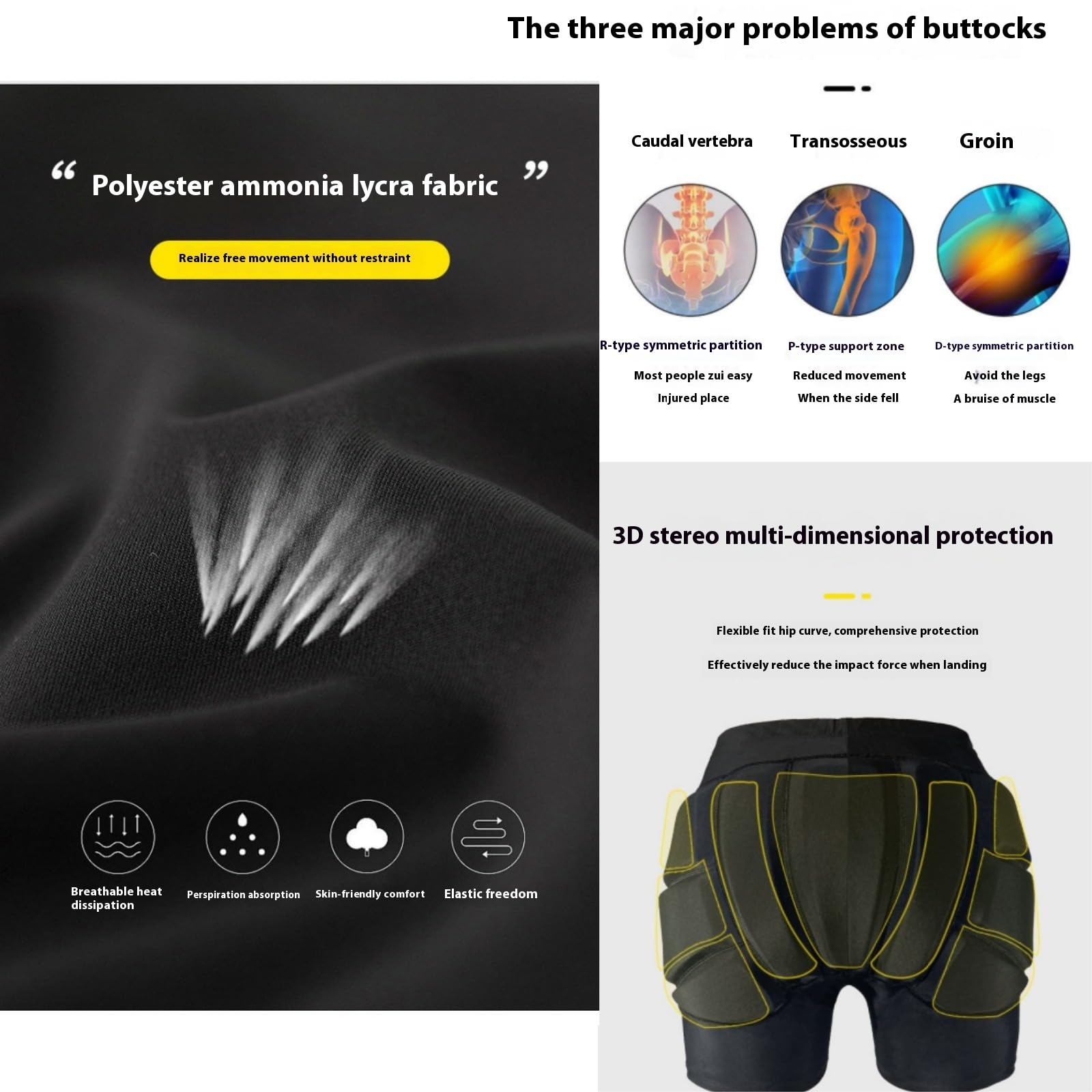 Pantalones Protectores, Almohadillas para niños para Patines de Ruedas, protección 3D, Pantalones Cortos Acolchados para Patinaje y esquí, protección de Cadera EVA, Almohadillas Protectoras