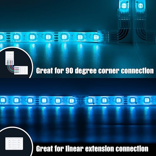 Miniatura 3 de Conectores de tira LED de 4 pines y tira al puente del controlador para 0.394 in de ancho 2835 5050 LED RGB tira de luz