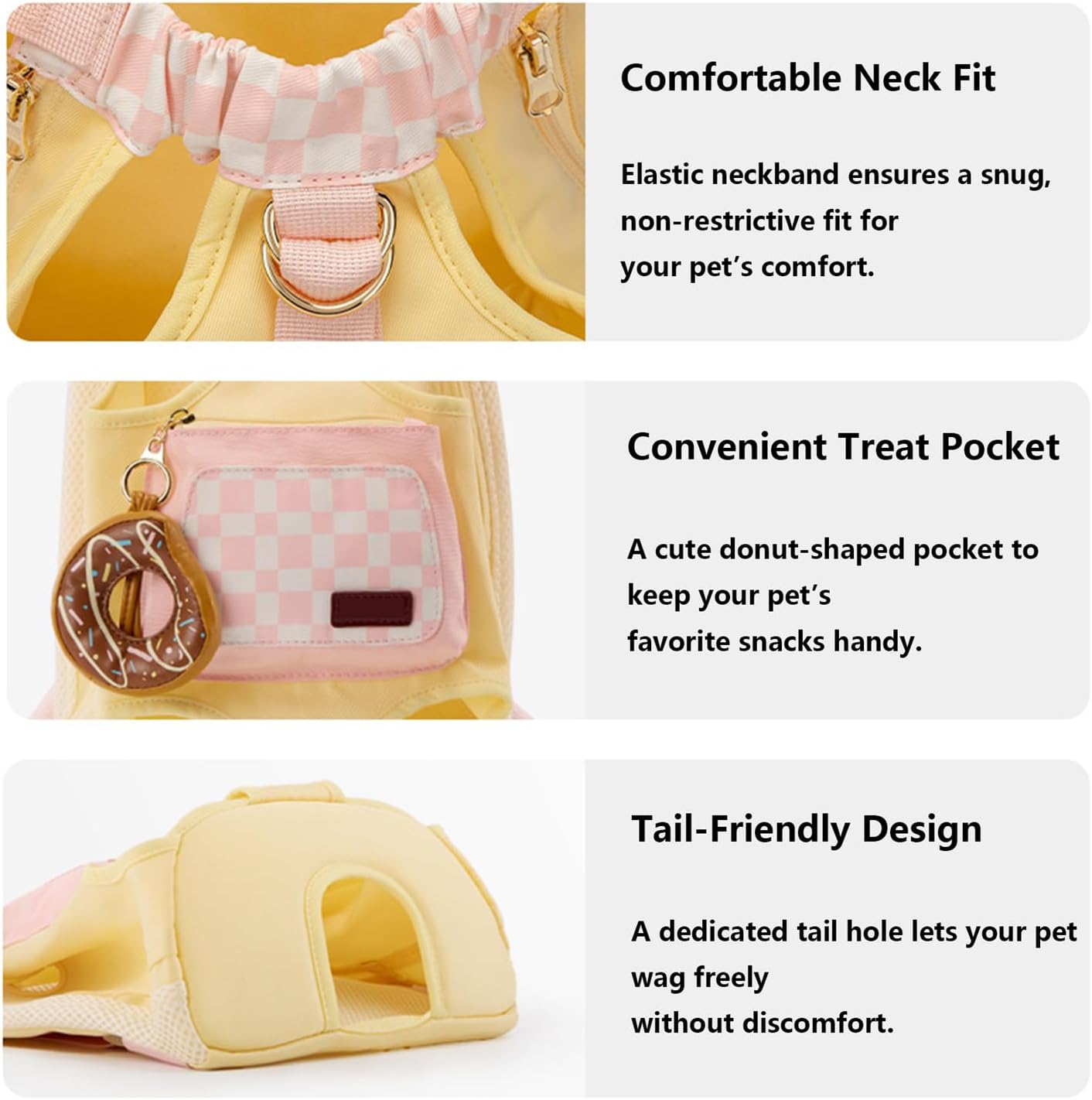 Pet Outdoor Portable Backpack, Dog Cat Front Chest Backpack, Breathable Anti-Escape Travel Bag (Yellow,Medium)