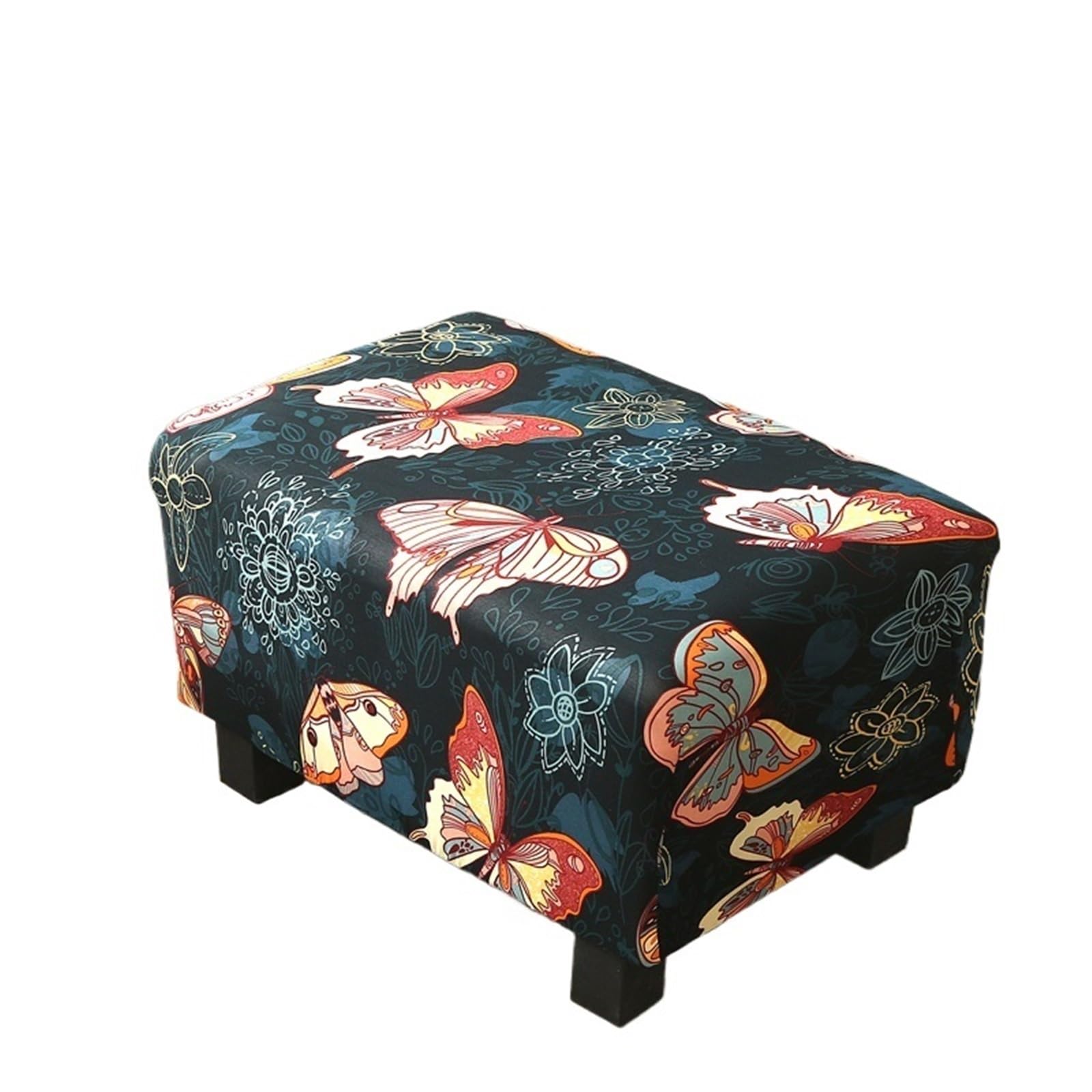 YXINAER Foot Stool Cover Ottoman Rectangular Chair Cover Elastic Print Stretchable Covers Full Package Can Store Sofa Footstool(Type2)