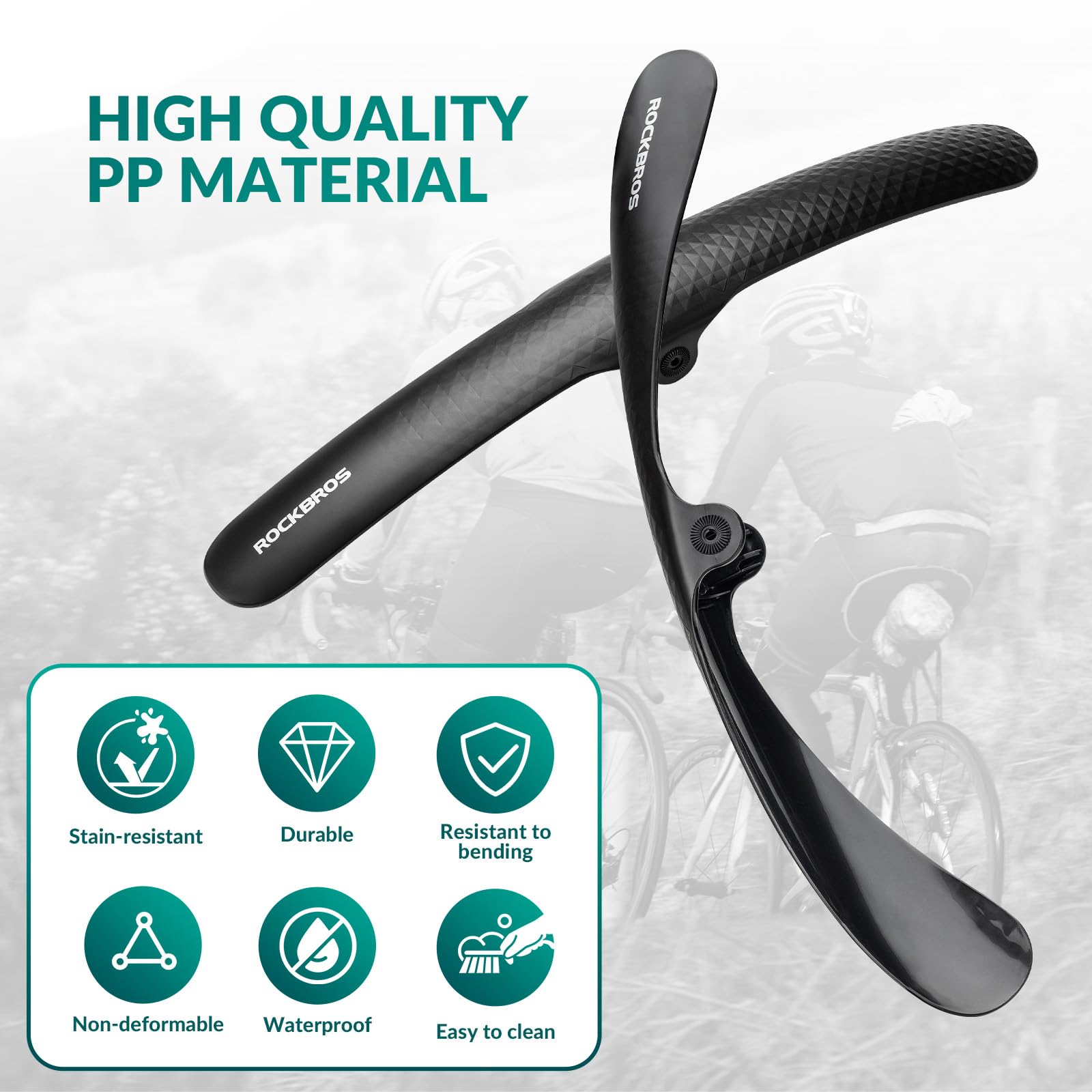 ROCKBROS Garde Boue pour Vélo de Route, Garde Boue avec Quick Release, Garde Boue Avant et Arrière Universel Réglable pour Vélo Route Pneu 700C, Noir