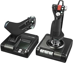 Logitech G Saitek X52 Pro Flight Control System, Controller and Joystick Simulator, LCD Display, Illuminated Buttons, 2xUSB, PC - Black/Silver