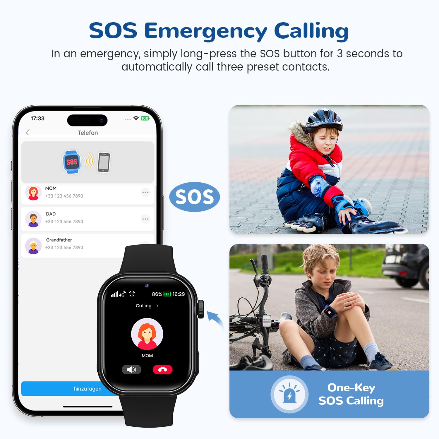 4G Smartwatch Bambini, IP68 Orologio Smartwatch Bambini con GPS, Doppia Fotocamera, Videochiamate, Chiamate, Chat Vocale, SOS, Modalità Scuola, Torcia, Contapassi Smart Watch Ragazzi e Ragazze Nero