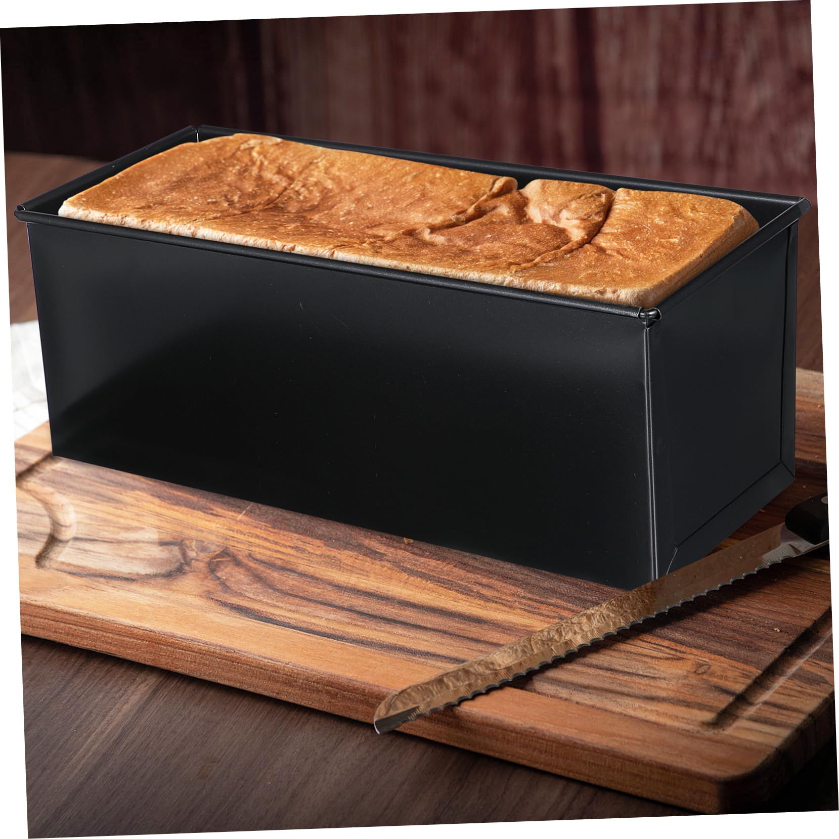 Moule à Pain Mie Rectangulaire avec Couvercle, Noir 750g