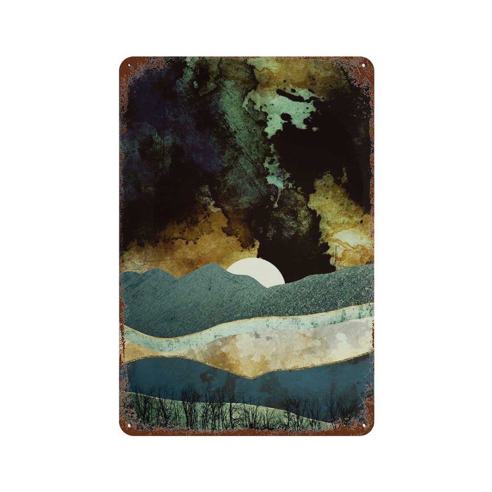 Storm Clouds Rust Effect Tin Sign 11.8"x7.9", Vintage Wall Decor for Pub, Kitchen And Man Cave Decor