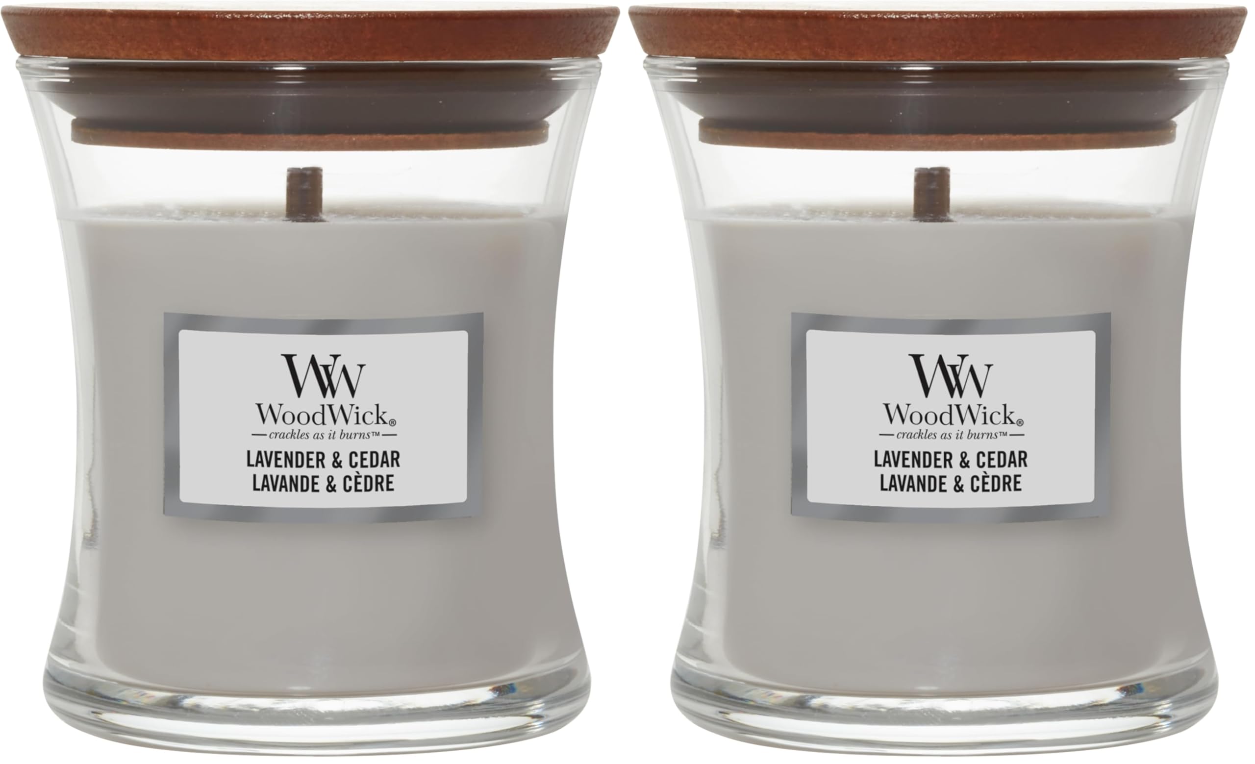 Jarre WoodWick Lavande mèche en bois crépitante premium