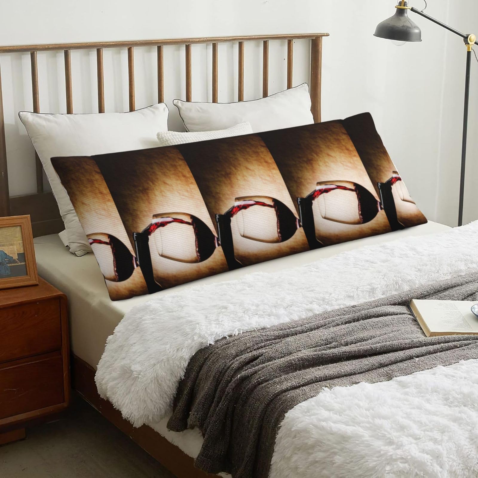 Red Wine Glass, Body Pillow Cover with Zipper,Long Body Pillowcase 20 x 60 in