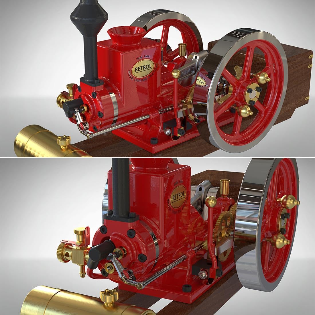 RETROL ENGINE HM-01 model silnika spalinowego dla dorosłych, silnik 7 cm³, 4-suwowy, poziomy i model silnika spalinowego Miss (wersja KIT)