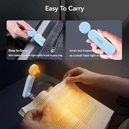 Miniatura 85 de VAVOFO Luz de libro recargable por USB, bloqueo de luz azul, luz de lectura en forma de marcador de clip ámbar, 6 LED para el cuidado de los ojos