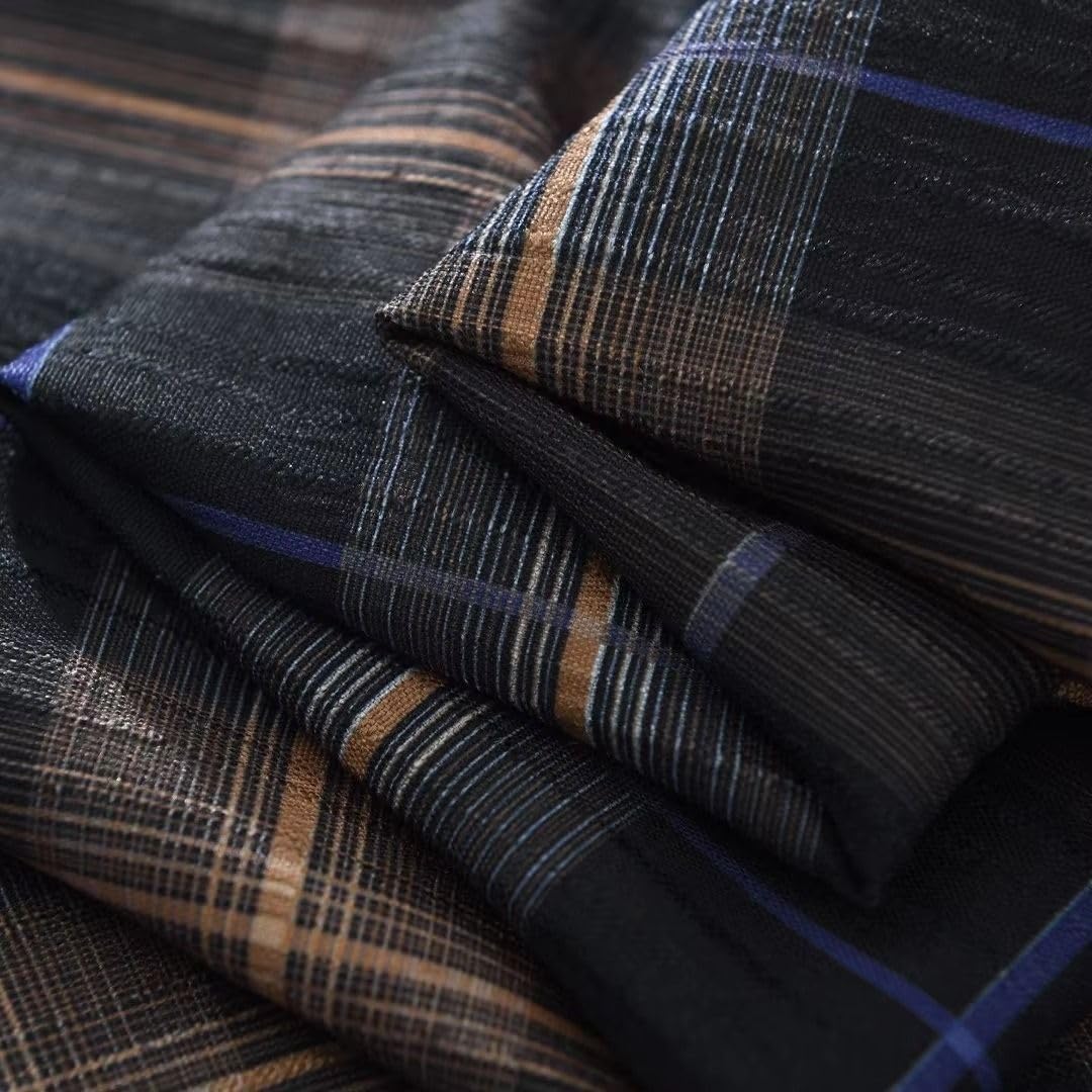 Camicetta Leggera da Uomo a Quadri con Colletto abbattuto, Top Casual per pendolari in Ufficio Estate