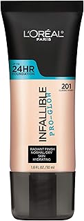 L'Oreal Paris Makeup Infallible Pro-Glow Foundation, 201 Classic Ivory, 1 Ounce