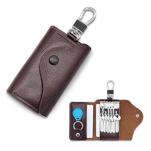 Key Holder Case, Large Capacity Leather Key Case Wallet Multi-Functional
