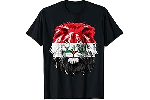 Iraqi Flag Iraq Pride Lion Face Iraq Flag T-Shirt