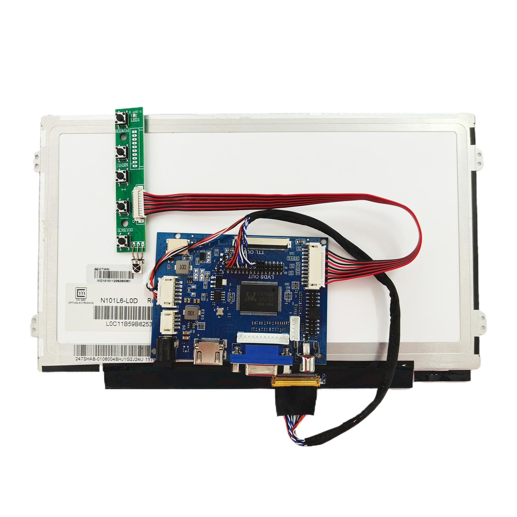 VSDISPLAY Zestaw ekranu LCD 10,1 cala 1024 x 600 200 nitów z płytą kontrolera VGA
