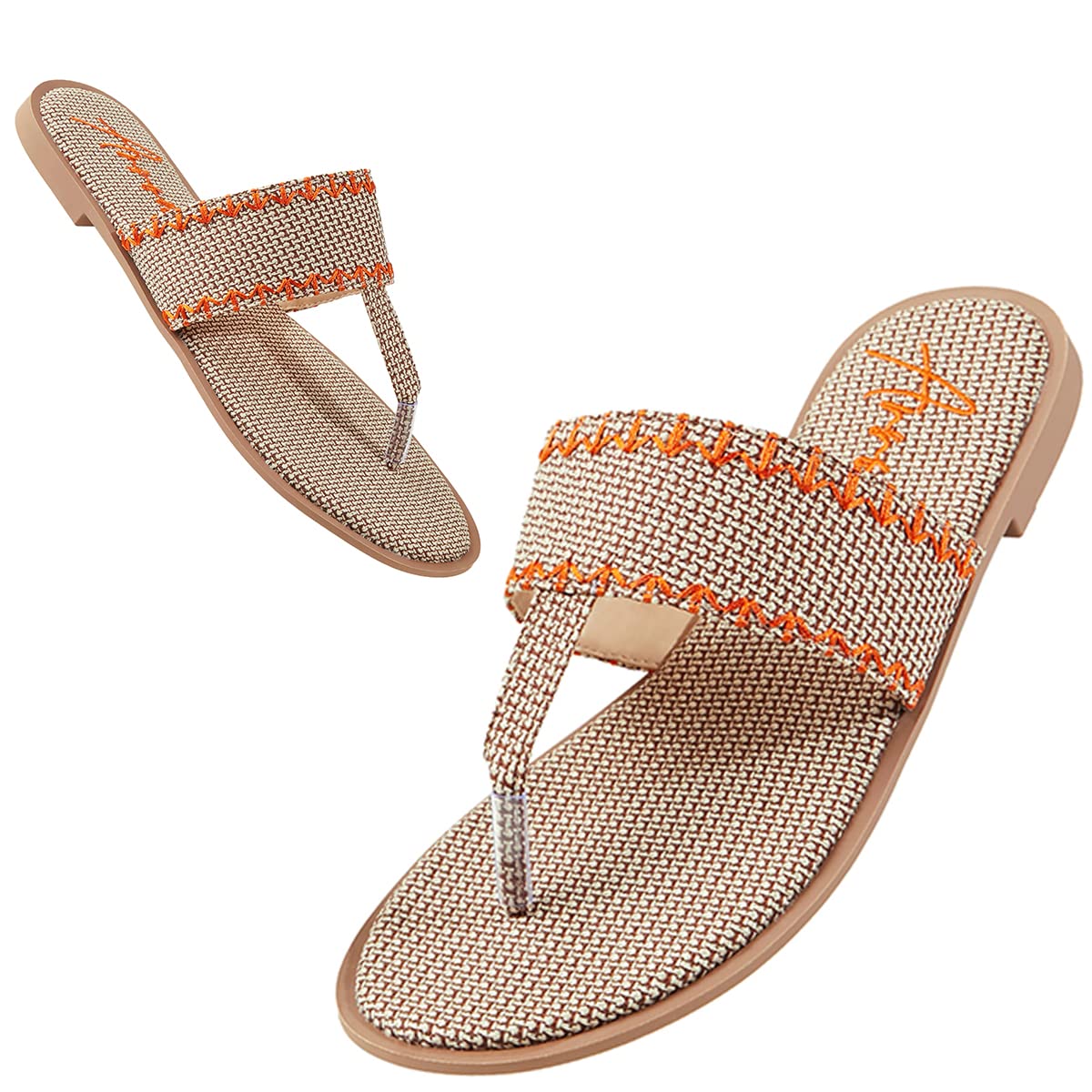 Photo 1 of Arromic Sandals for Women Casual Summer Comfortable Women Flat Sandals Cute Dressy Sandals Adjustable Ankle Strap Sandals Sexy Open Toe Flat Women Sandals 10 Orange-1