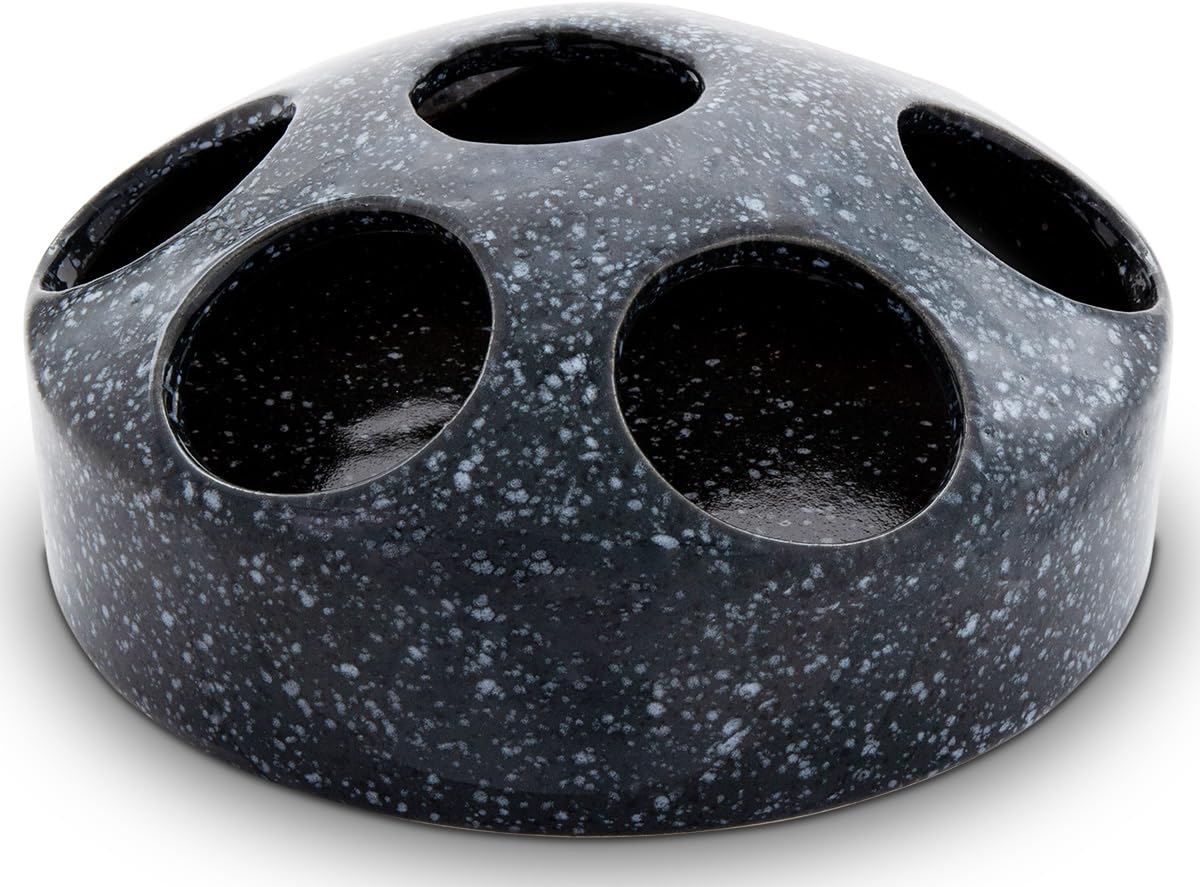 Abreuvoir pour volailles et accessoires poule en céramique 1,5 l à 7 ouvertures gris