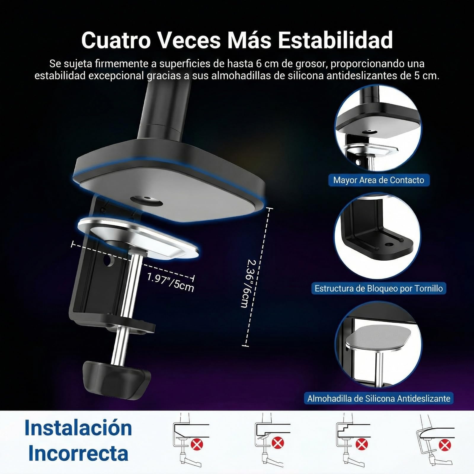NEEWER Soporte de micrófono, soporte de micrófono amortiguado de perfil bajo, soporte de escritorio con brazo de brazo, cabeza de bola de 360°, canales de cable mejorados, adaptadores de 3/8 pulgadas