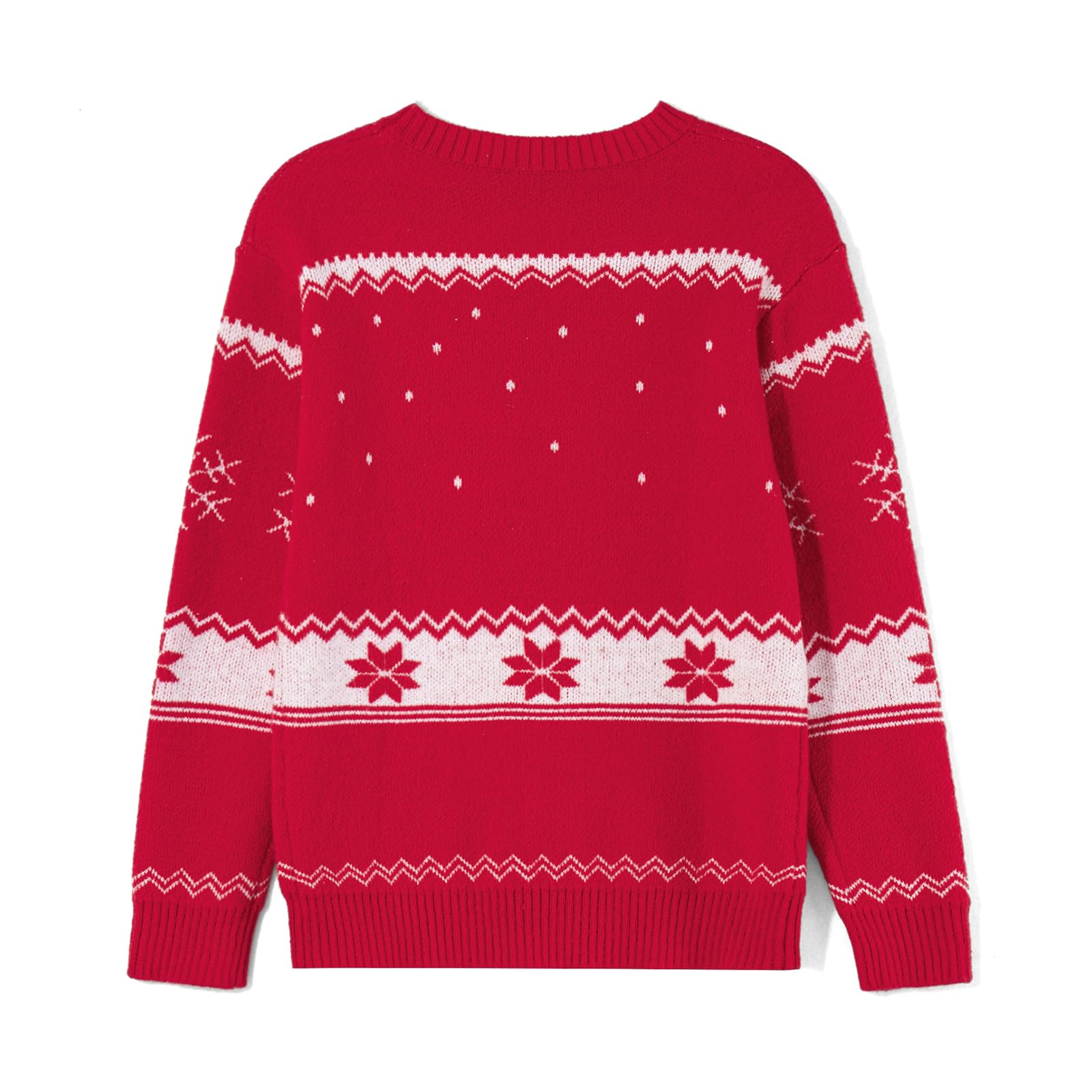 Maglione natalizio abbinato con renna e fiocchi di neve con stampa brutto maglione a maniche lunghe