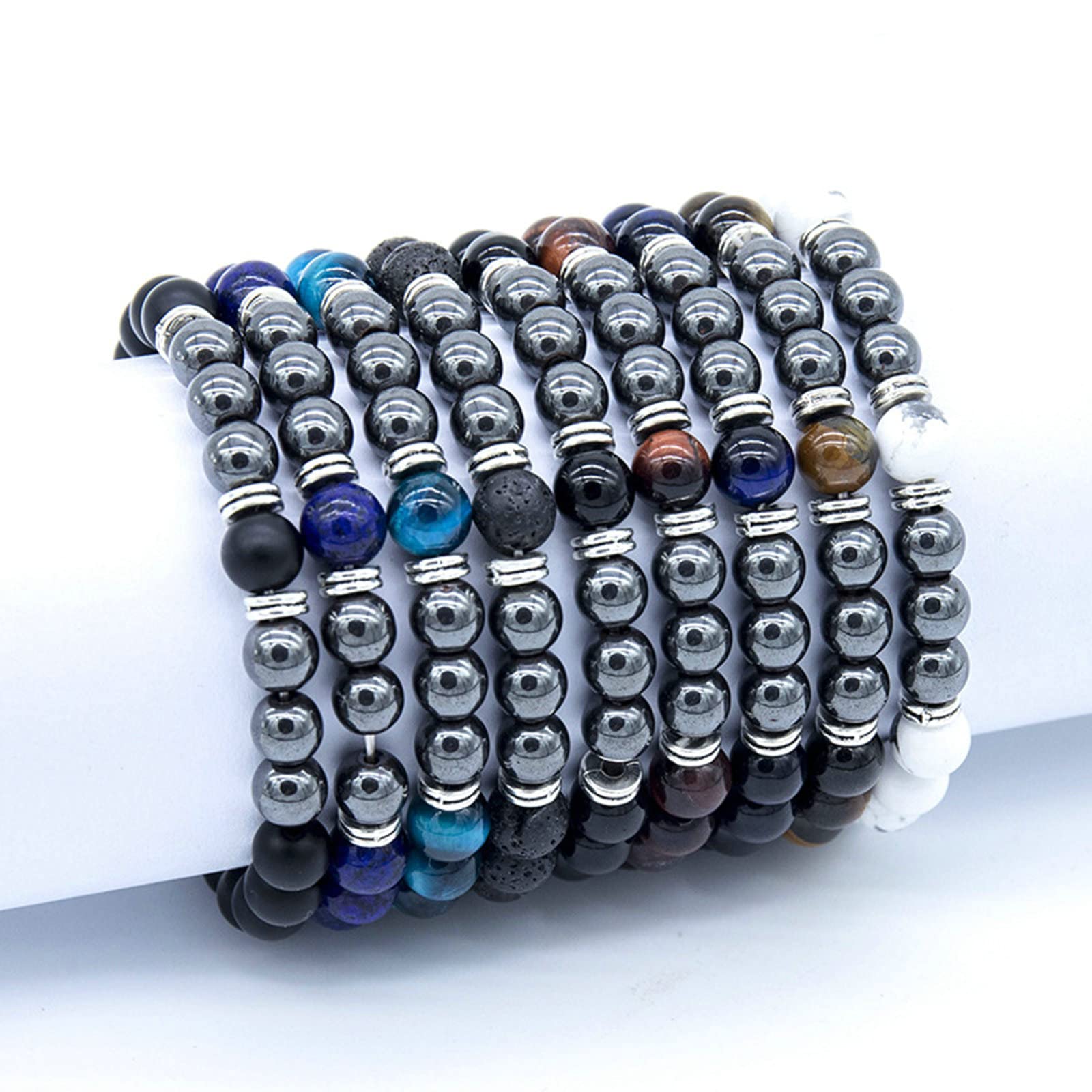 OwKay Armband mit ätherischen Ölen für Herren, 8 mm, Yoga-Perlen, elastisches Armband, 21,5 cm