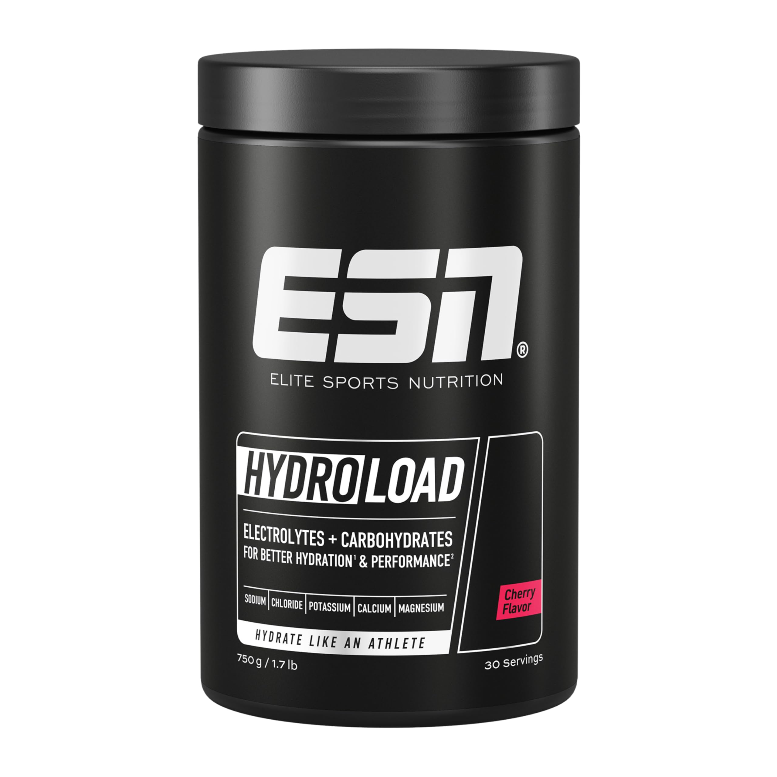 ESN Hydroload Electrolytes, 750 g, 30 Portionen, Cherry | Kohlenhydrat-Elektrolyt-Lösung für verbesserte Wasseraufnahme, vegan - made in Germany