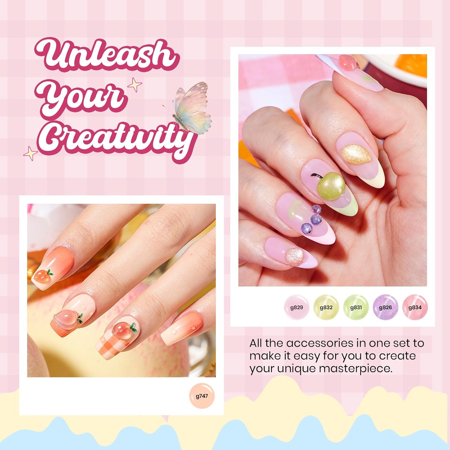 Beetles Pastel Gel Polish Set - Spring Anthology 20 Colors Gel Polish Cat Eye Pink Yellow Blue Green Pearl Shimmer UV LED Nail Gel Base Top Coat Nail Tool Home Salon Summer Gift for Women