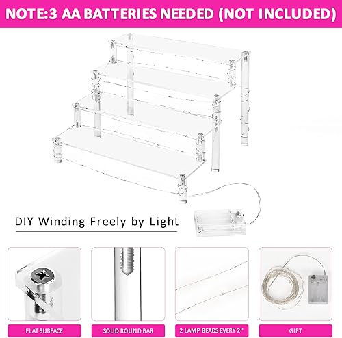 Miniatura 10 de YestBuy - Exhibidor de tartas - Estante de 4 niveles para tartas - Soporte acrílico multifuncional y duradero - Accesorios de montaje incluidos -