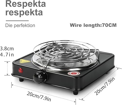 Miniatura 2 de Quemador de carbón eléctrico, estufa eléctrica multiusos de 1000 W para cachimba de carbón quemador para shisha