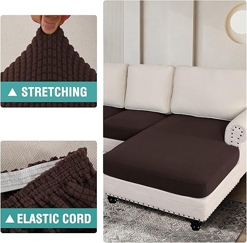 Miniatura 5 de OKYUK Fundas de sofá modular, 3 piezas, fundas de cojín de jacquard para sofá, en forma de L, funda de cojín separado para sofá, protector elástico