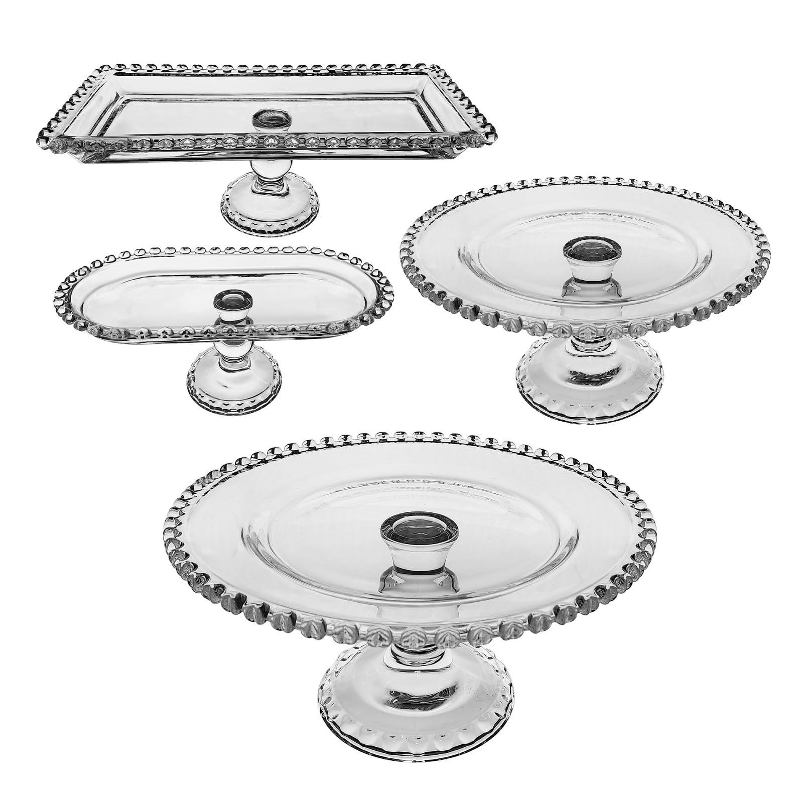 Juego de 4 Soportes para Pasteles de Vidrio, Soporte para Pasteles, Soporte de presentación de Alimentos, Soporte para exhibición de Alimentos, Conjunto de Pasteles con Pedestal