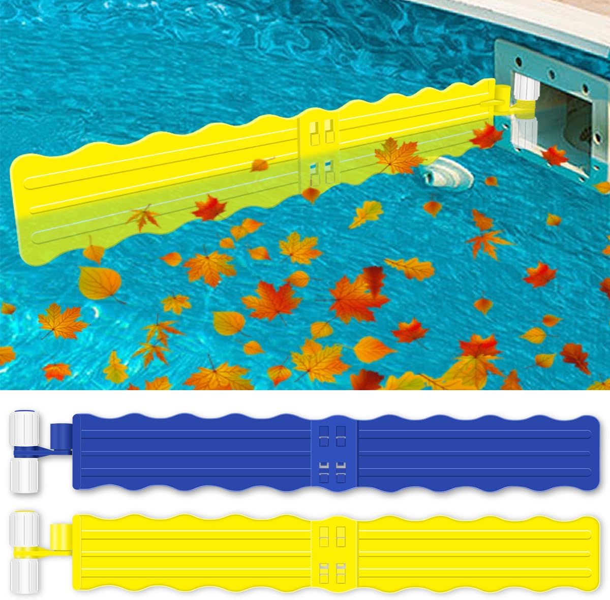 Hydream 2Pack Pool Debris Catcher Skimmer,Pool Leaf and Debris Remover,Plastics Surface Debris Floating Leaves Bugs Pool Skimmer Accessories Attachments Replacement Kit for Swimming Pool-Blue+Yellow