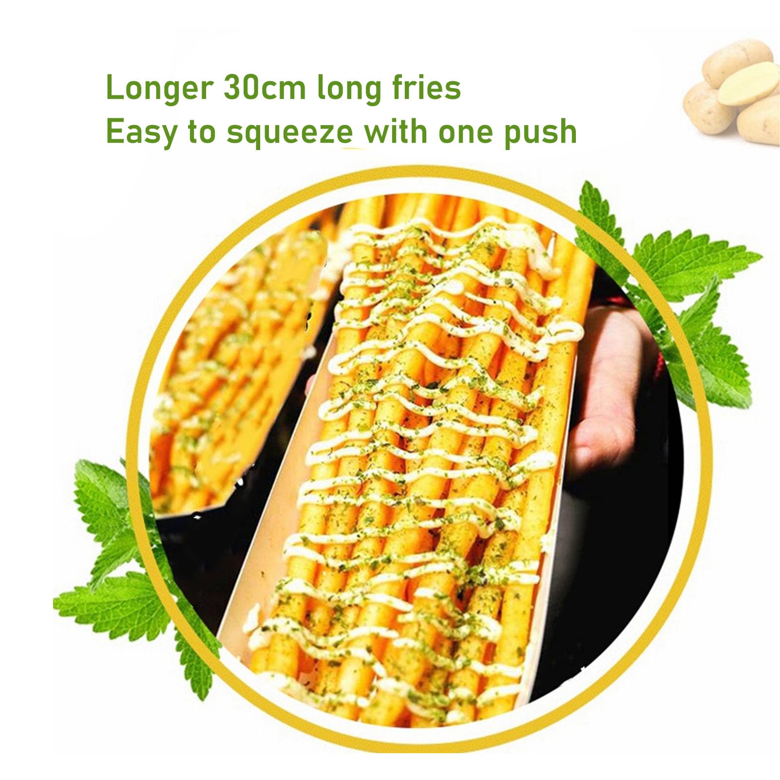 Pommes-Frites-Quetscher, 30 Cm, Pommes-Extruder, Lange -Frites-Presse, Kartoffel-Extruder, Manuell, Edelstahl, Gleichmäßiges Pressen mit Einfacher Bedienung für