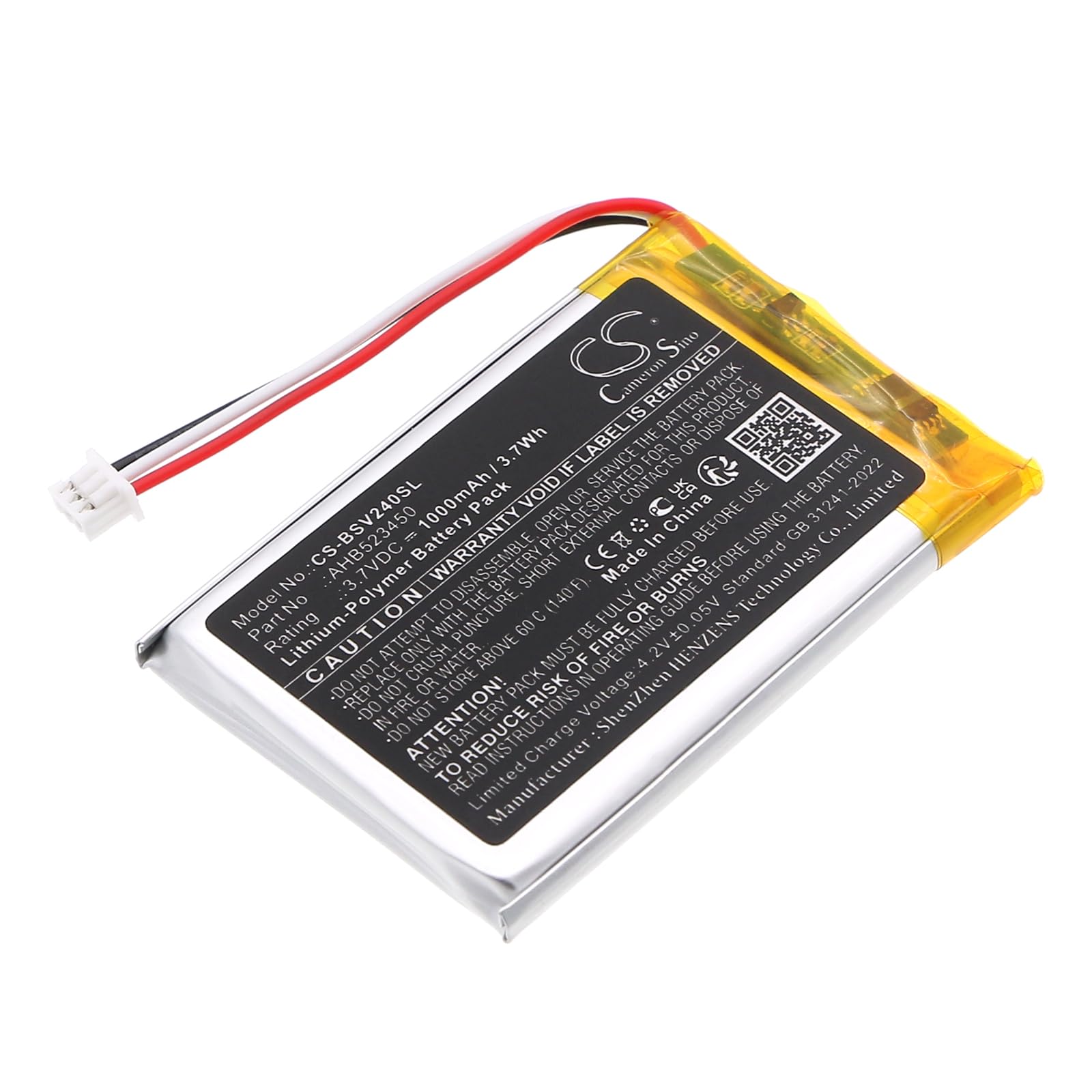 TECHTEK Batteria 1000mAh compatibile con [Babysense] V24R Video Baby Monitor sostituisce AHB523450 FBA