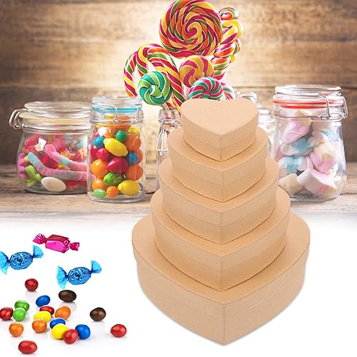 Miniatura 8 de EXCEART Caja de regalo del día de San Valentín 5pcs Caja de papel Corazón Caja de embalaje de corazón de papel Caja de envase de dulces Caja de
