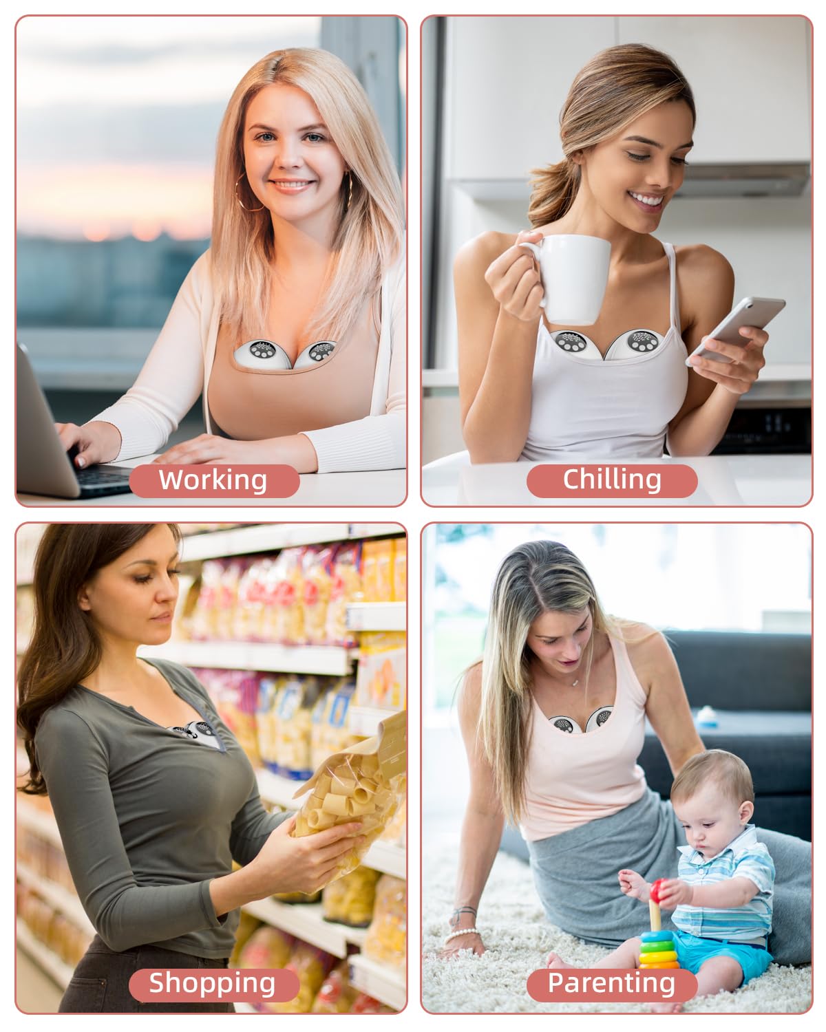 Milchpumpe Elektrisch Tragbare, Elektrische Milchpumpe Handsfree 4 Modi 12 Stufen mit 17/19/21 mm komfortabler Flansch, Privat, mit Ersatzzubehör im Lieferumfang Weiß (2 Packs)