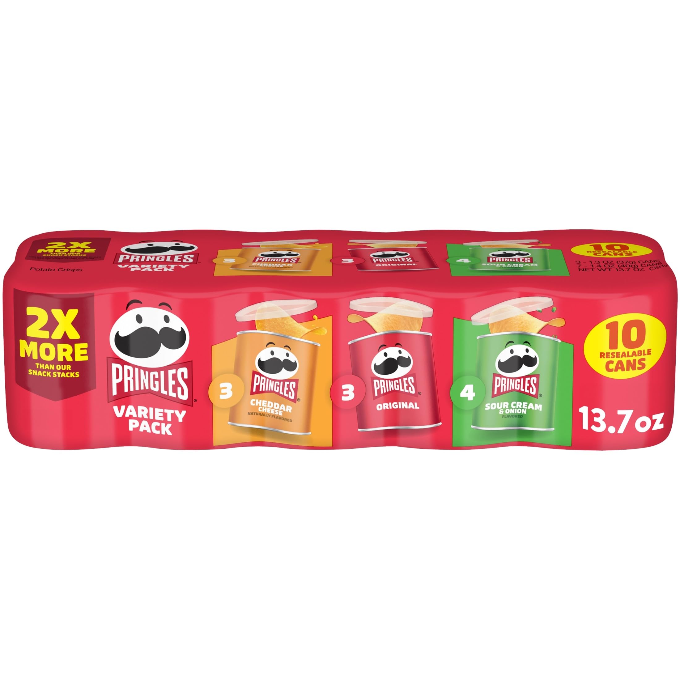 Pringles Potato Crisps Chips, Lunch Snacks, Variety Pack, 13.7oz Pack (10 Cans)