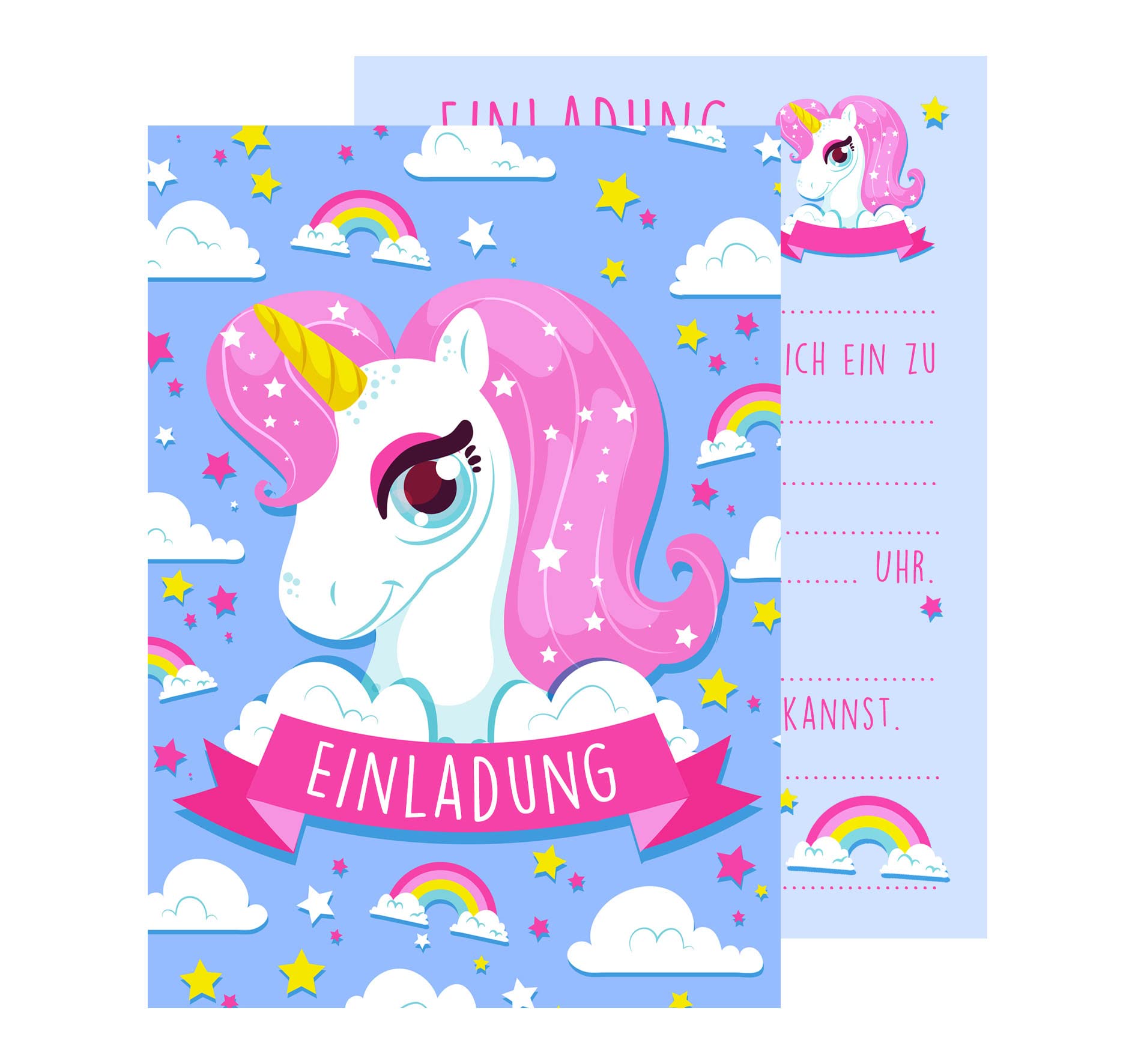 Carte Invitation Anniversaire Licorne 12 Cartes D'invitation