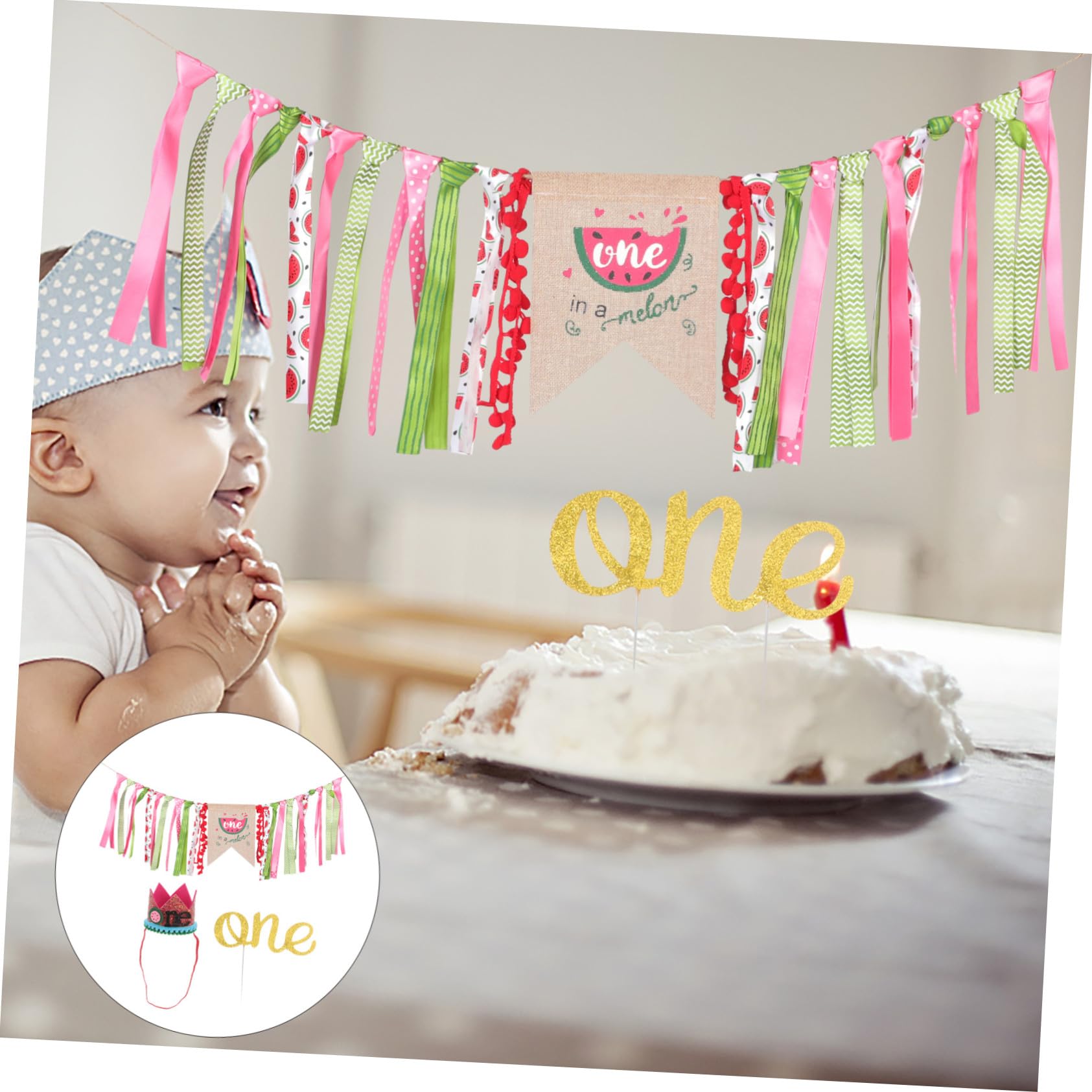 Decoración para Fiesta de Primer Cumpleaños con Guirnalda de Tela para Banderines Fáciles de para Colgar Interior y Exterior para Cumpleaños y Niña